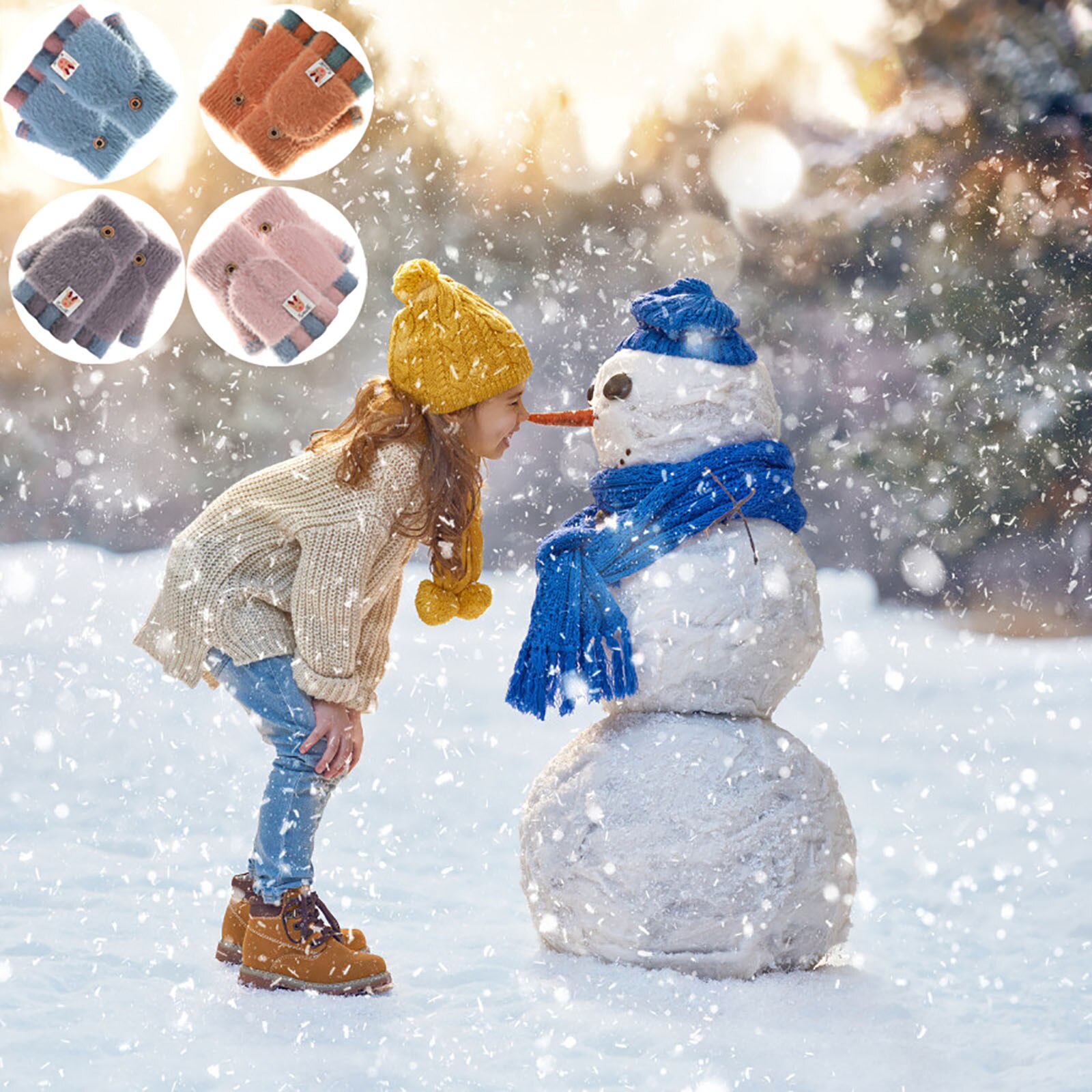 Baby mädchen Karikatur Volle Finger handschuhe warm Verdicken Handschuh Skifahren Handschuhe Windschutz Handschuhe freundlicher feste Winter handschuhe