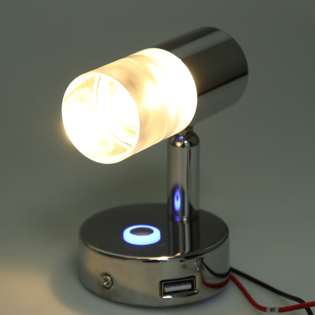 12V 3W LED Reading Light Headboard Touch Switch With USB Port