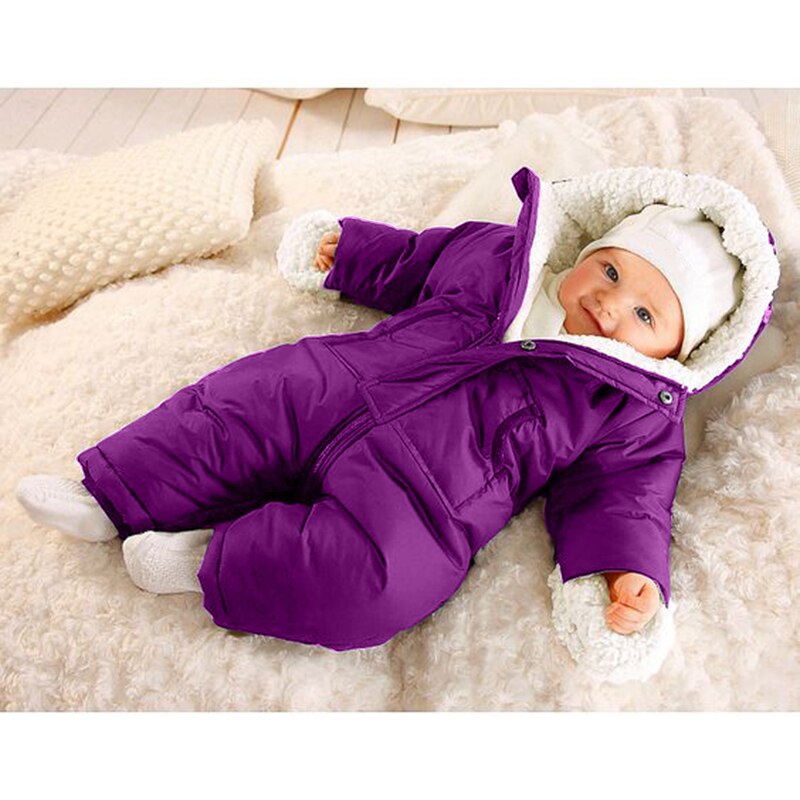Neue 0-24M Winter Solide Taschen Neue Geboren Baby Kleidung Kleinkind Kleine Mädchen Outfits Strampler Baby Mädchen Kleidung junge Babygirl Onesie: LILA / 6m