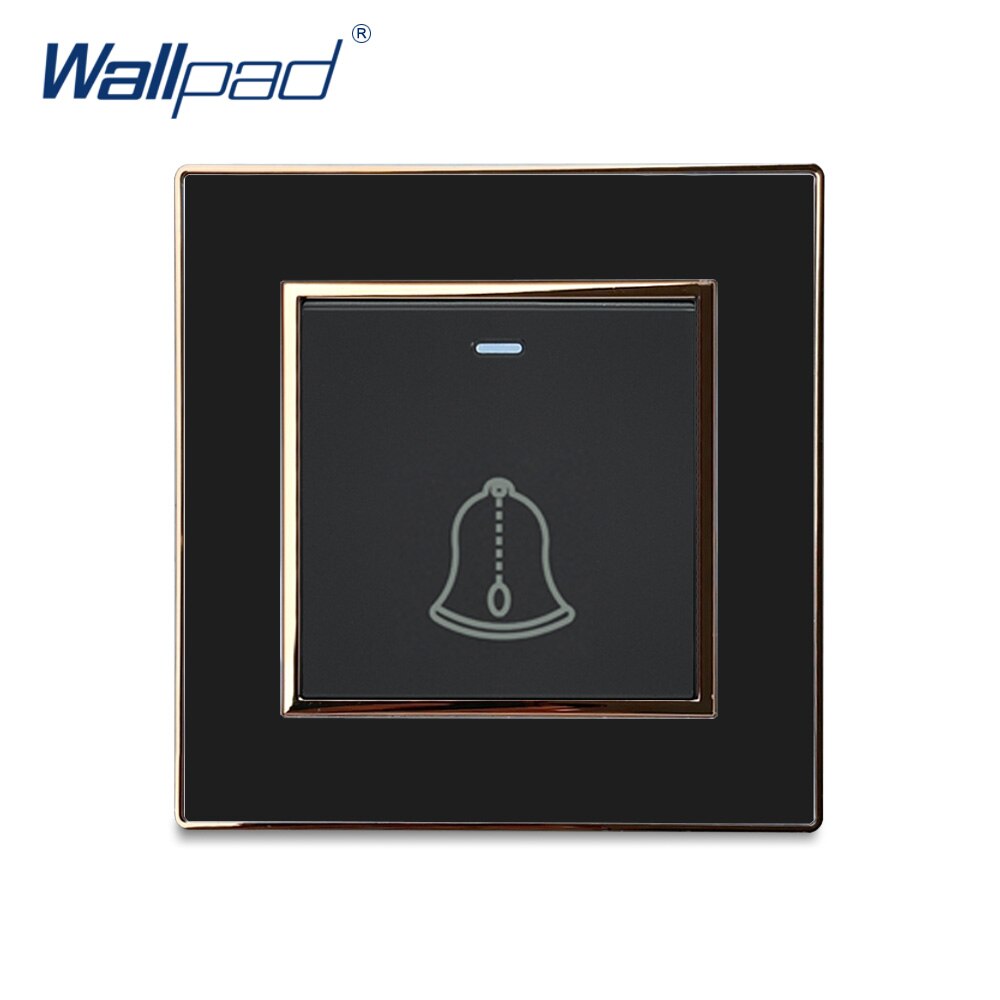 Doorbell Reset Switch Momentary Contact Luxury Acrylic Panel With Silver Border Wallpad Push Button Wall Switch: Black Gold