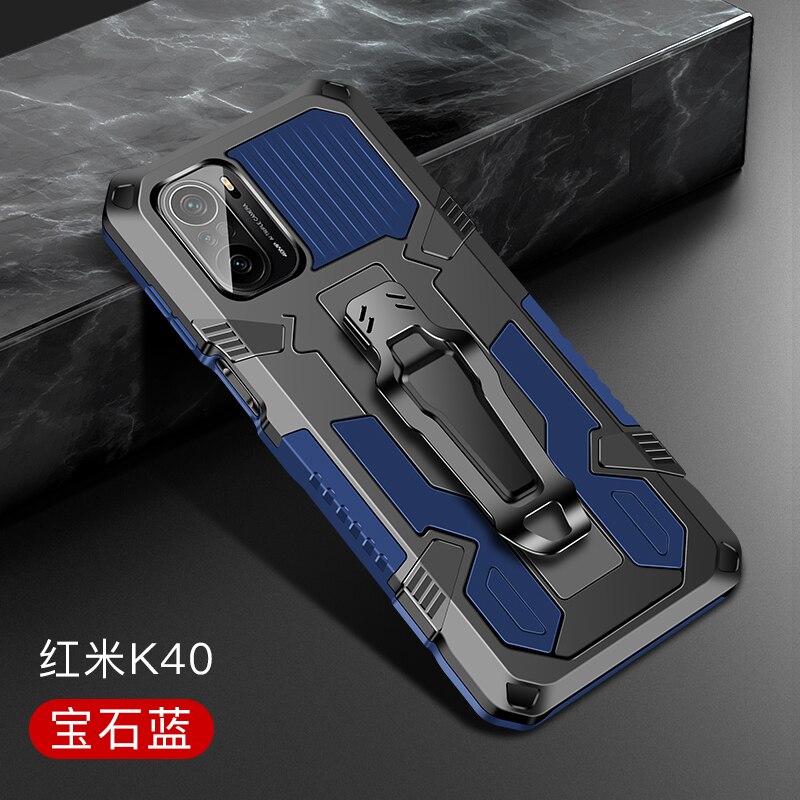 Armor Case Voor Poco F3 Case Shockproof Riemclip Holster Cover Voor Xiaomi Pocophone Poko Poco F3 F 3 PocoF3 5G Coque Fundas: For Poco F3 / Blue