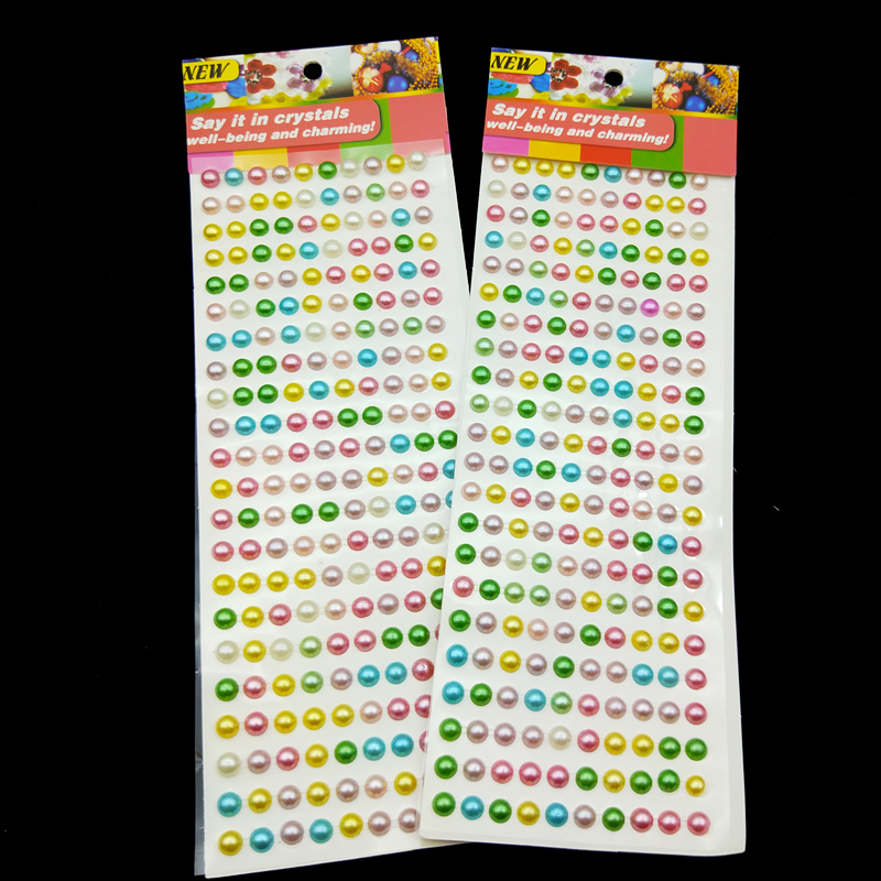 Pegatinas de perlas de colores de 7mm, cuentas autoadhesivas para Diy, calcomanías para móviles, Pegatinas artesanales, Juguetes Diy para niños, accesorios de libro de recuerdos