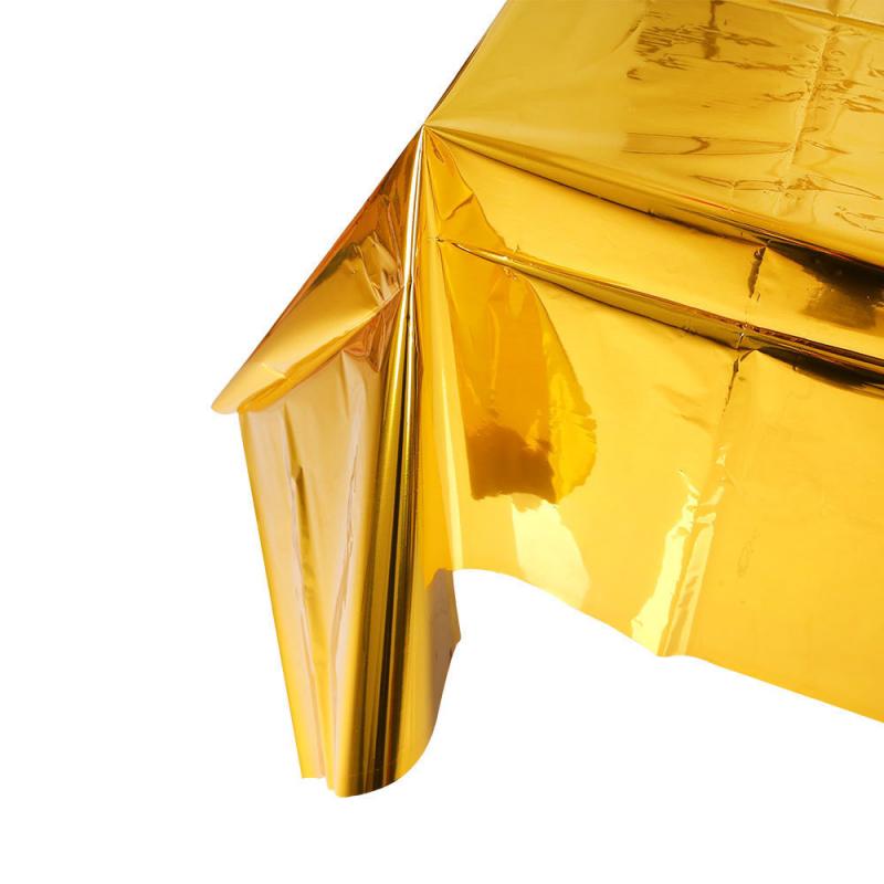 Flerfarvet metalfolie plastikdæksel rose guldfest plastikdug festborddekoration: Gylden