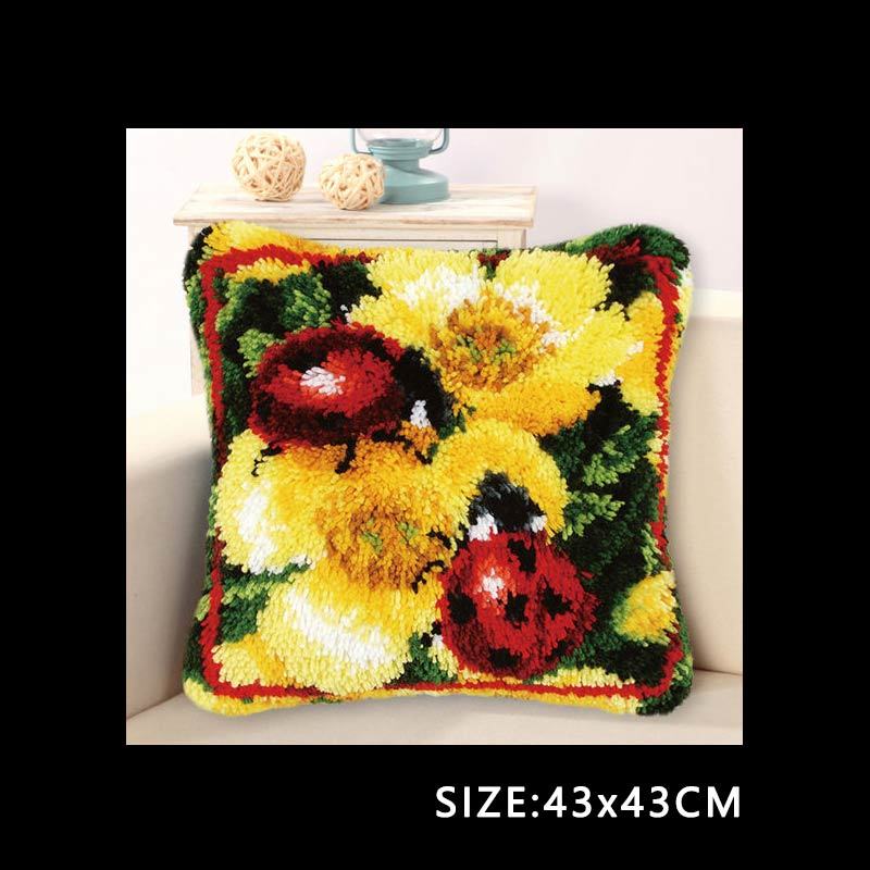 Knooppakket smyrna latch hook kits diy borduurpakket kussen kruissteek kussens borduren tapijt kussen foamiran voor bloemen: Bruin