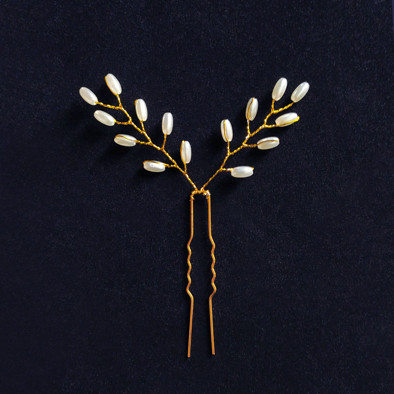 Accesorios para el cabello de boda, horquillas con diamantes de imitación para mujer, horquillas con perlas, tocado de novia, joyería de , , triangulación de envíos: Zinc negro plateado