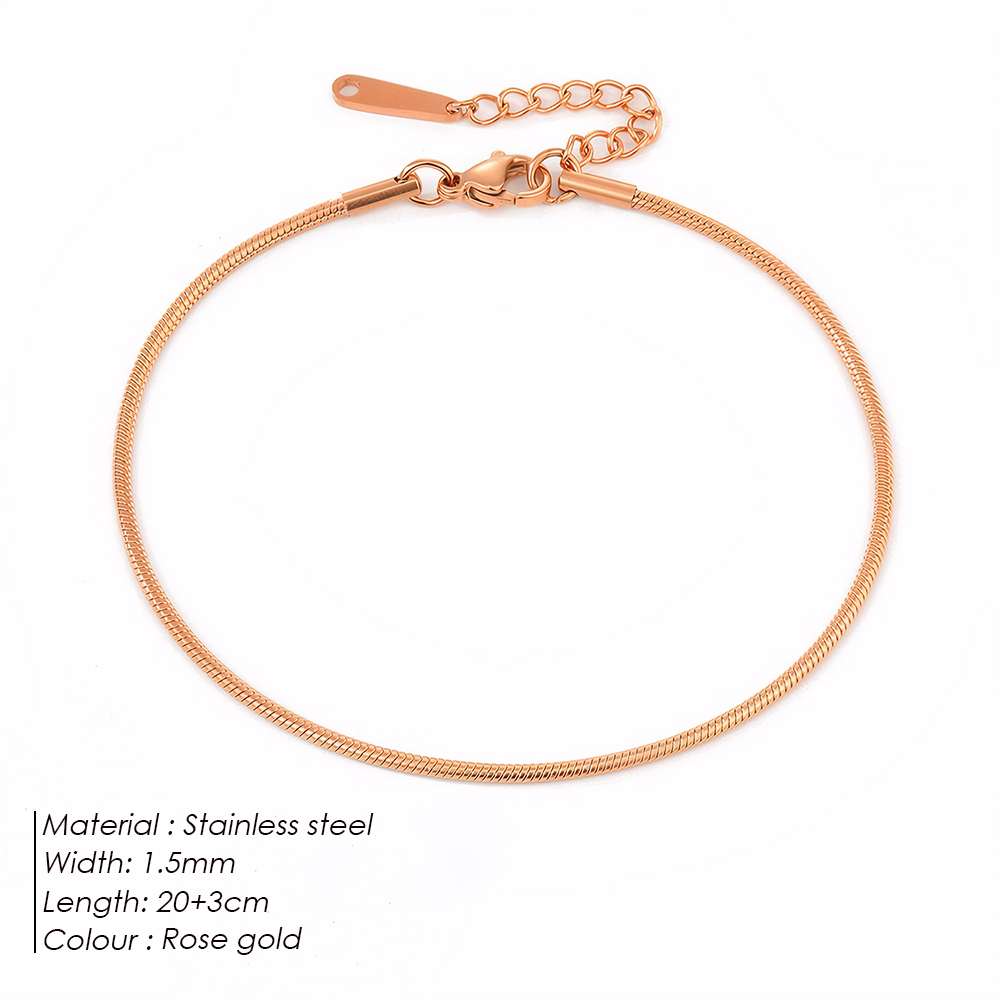 e-Manco Schlangenkette Fußkettchen Edelstahl verstellbare Kette Knöchel für Frauen Mädchen Schmuck Zubehör