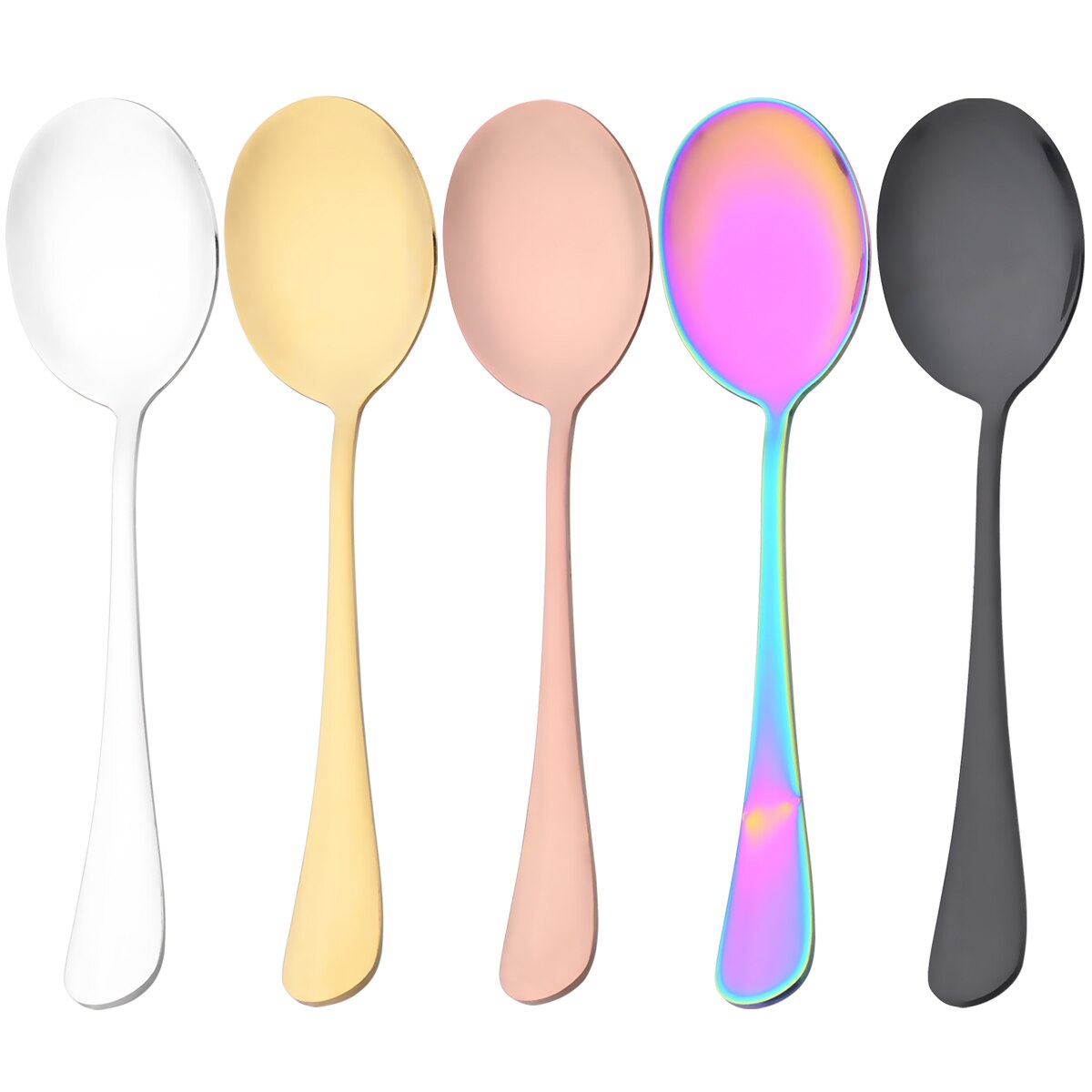 Cucchiaio da pranzo colorato Set di cucchiai da portata Set di posate in acciaio inossidabile occidentale cucchiaio da servizio unico accessori da tavolo da cucina
