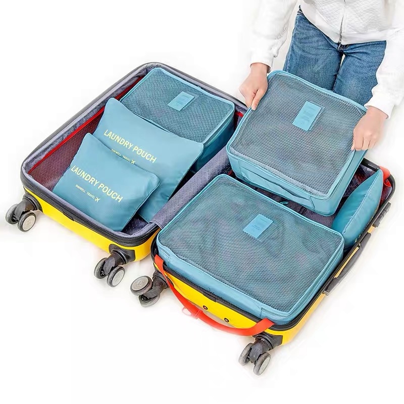 6 sæt pakning terninger nylon vandafvisende kompression udendørs rejse bagage opbevaring arrangør tasker til tøj sko makeup