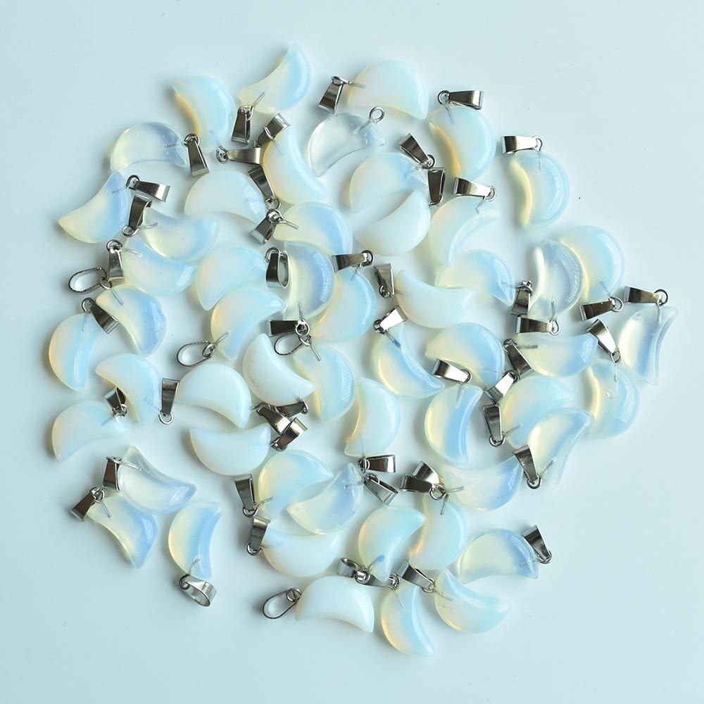 assorted natural stone crescent moon shape charms pendants for DIY jewelry making 24pcs/lot free