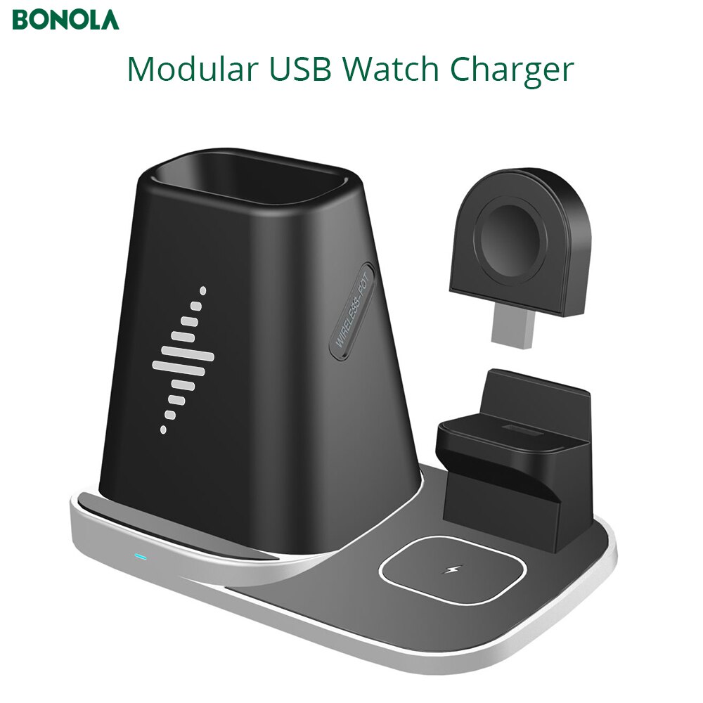 Bonola 4 In1 chargeur sans fil pour iPhone11/Xr/iWatch/AirPods/porte-stylo Qi 10W charge sans fil rapide pour Samsung S20/bourgeons/montre
