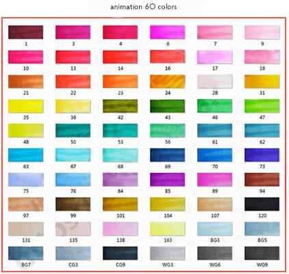 30/40/60 Colors Graphic Marker Pen Set Sketch Art Markers Double Headed Color Art Pens Paiting Pen with 4/5: animation 60 colors
