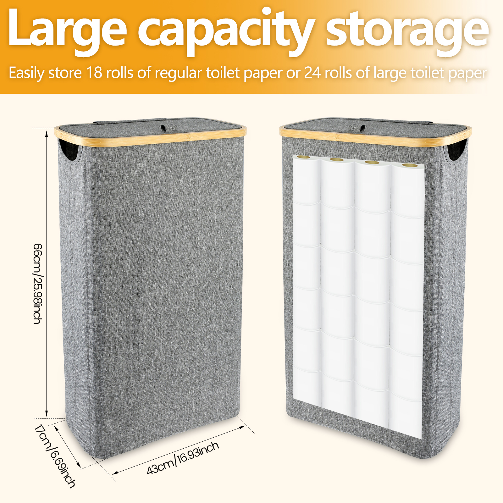 Badkamer Toiletpapier Mand Oxford Doek met Deksel Ademend Grote Capaciteit Papierrol Organizer Mand Dispenser