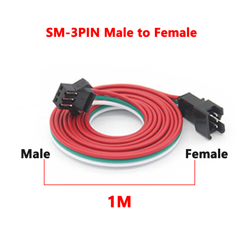 LED Strip JST SM 3P Male Female Connection Harness 1 to 2 3 4 Synchronized Wire 2.54mm Pitch 1M 2M 5M Extension Cable 3Pin AWG22: MULTI