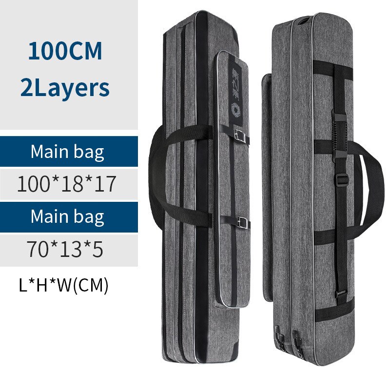 Portable Fishing Bag Pesca 2 Layer Fishing Rod Carrier Waterproof Fishing Pole Tools 80/100/125/130 CM Tackle Storage Organizer