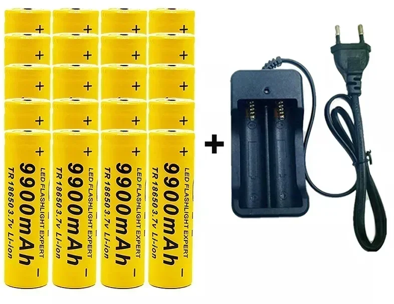 9900mAh 18650 lithium battery 3.7V -large capacity,rechargeable+charger,compatible with flashlights, radios,and MP3 players: green