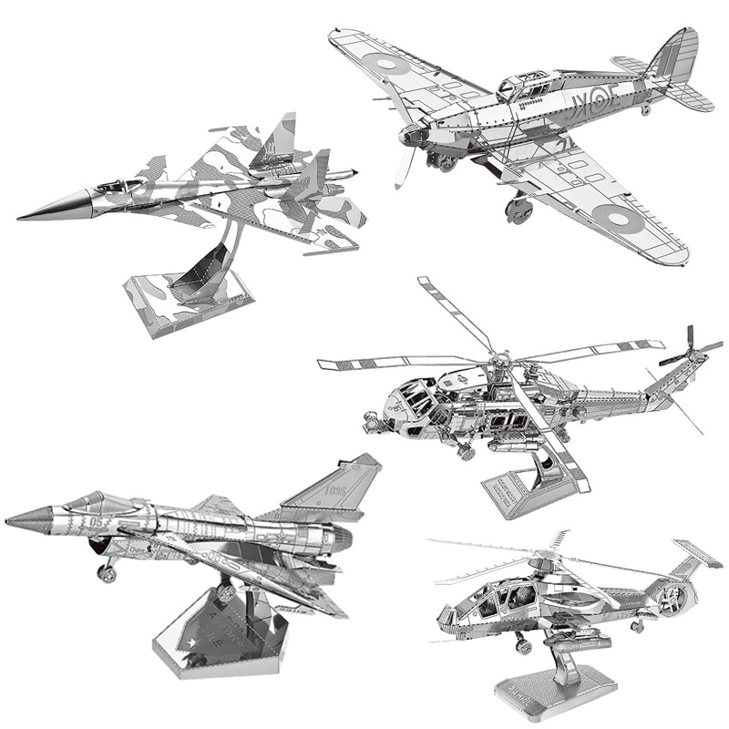 Fighter 3D Metal Puzzle AH-64 Apache KA-50 Helicopter UFO SU-34 RAH-66 model KITS Assemble Jigsaw Puzzle Toys For Children