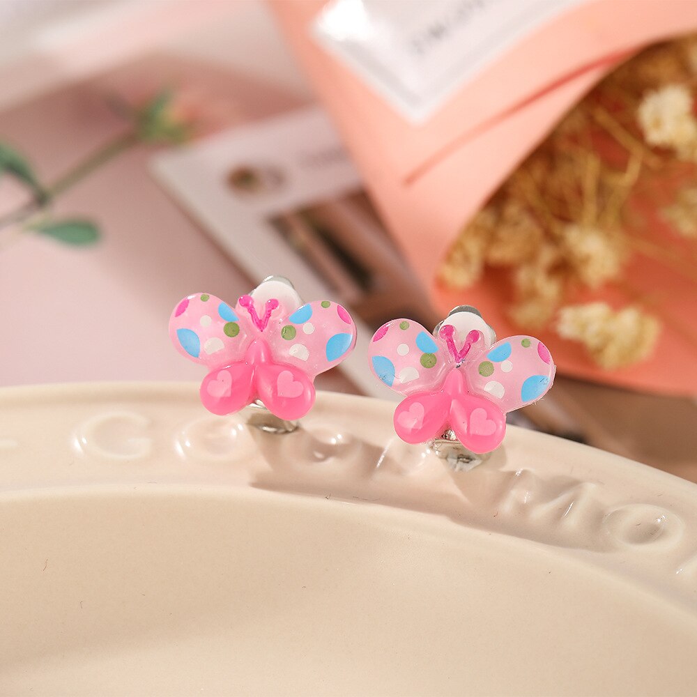 Børn baby pige smykker børn søde dyr frugt kirsebær harpiks øre klip på gennemboret fest tegneserie blomster øreringe серьги: Yle 1495a