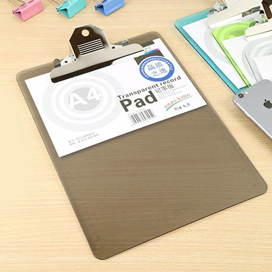 Acrylic A4 Writing Board Transparent Color Menu Board Clip Office School Supplies Folder Board Pad Board Stationary Clipboard: black