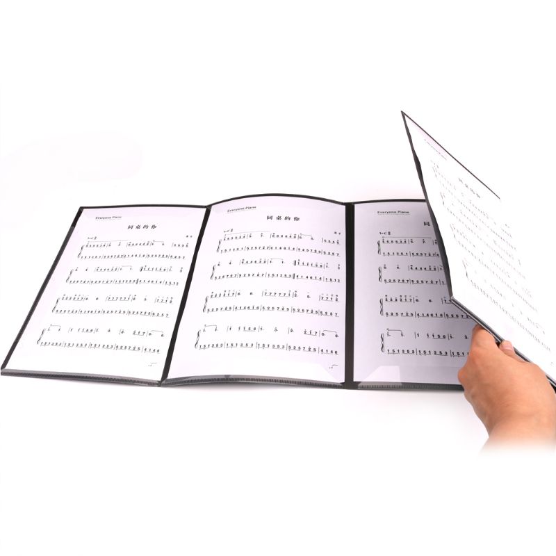 Foldable Piano Music Score Sheet A4 Size 6 Pages Treble Clef Folder Organizer PVC