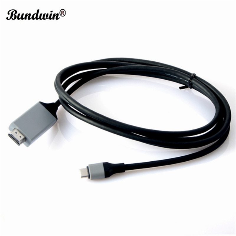 Bundwin type c usb 3.1 to hdmi-kompatibel kabel 4k 2m usb-c til hdtv konverteradapter for galaxy  s8 for huawei mate 10 pro  p20