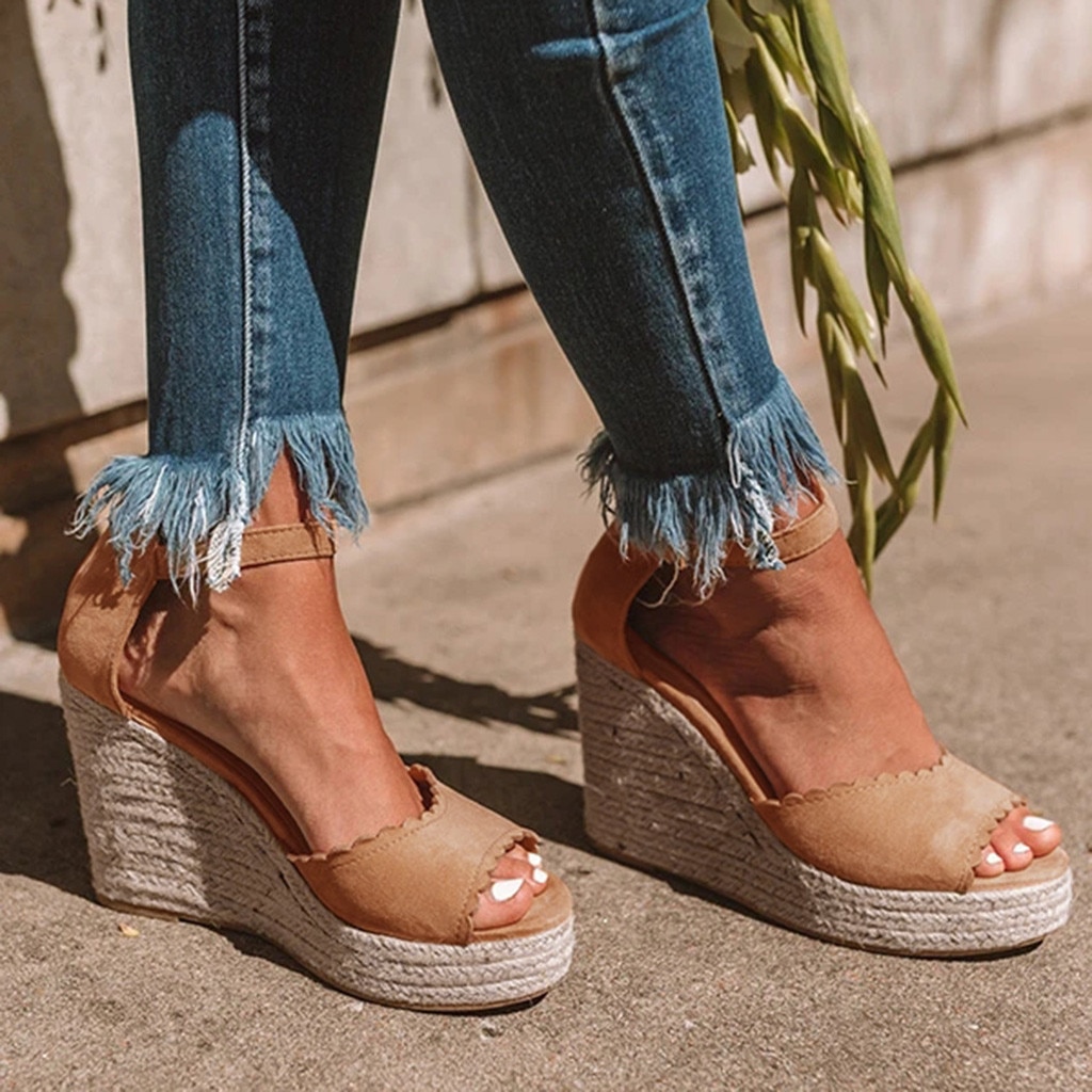 Women's Ladies Peep Toe Summer Wedges sansals Open Toes Platform Wedges Buckle Causal Shoes Woman Sandals sandalia feminina