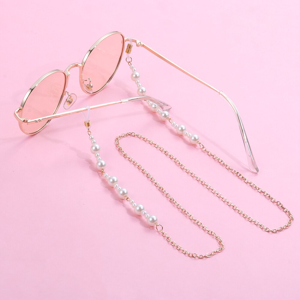 Leesbrilketting voor dames metalen zonnebrilhouder ketting parel kralen brilkettingen brillenhouder