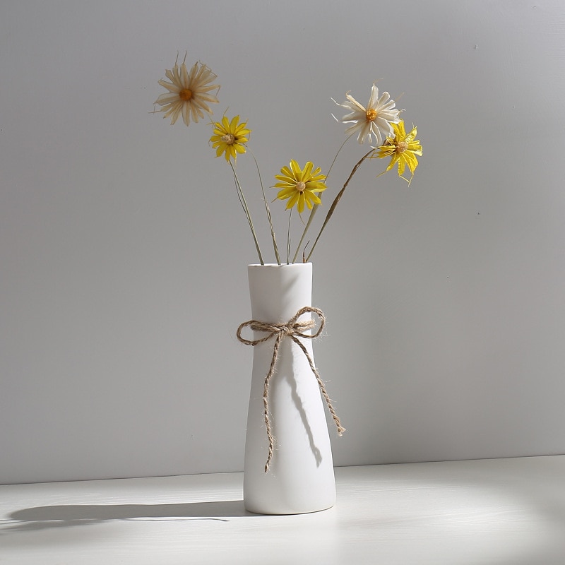 Ceramic Dried Flower Vase Small Fresh Flower Inserted Modern White Table Living Room Home Decoration Ornaments