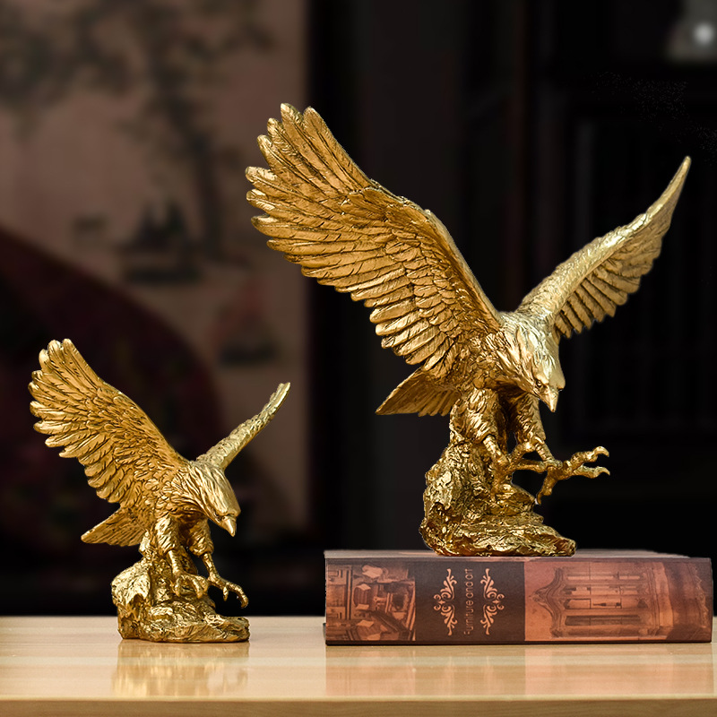 Golden Eagle Resin Ornaments Statue Golden Eagle Sculpture Modern Home Office Figurine Decor Desktop Decoration
