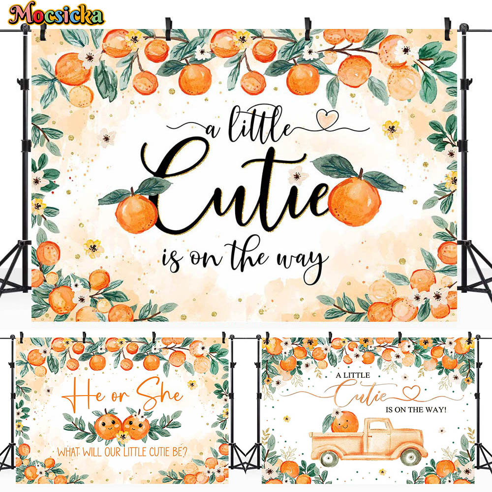 Mocsicka Baby Shower Achtergrond Een Klein Schatje Is Onderweg Pasgeboren Welkomstfeestdecor Hij Of Zij Geslacht Onthult Fotoachtergrond