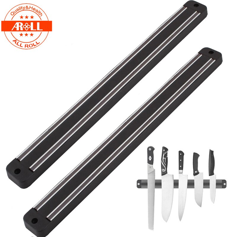 Vægmonteret køkken magnetisk knivholder hvile vægmontering plast magnetisk magnet knivholder stativer stribeholder