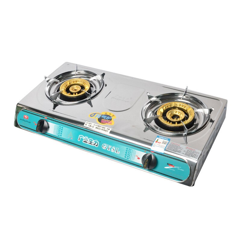 Gas stove double domestic desktop energy-saving liquefied gas fierce fire natural gas stainless steel