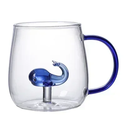 Verre en forme d'animal de dessin animé, mignon, verre à haute teneur en Borosilicate, tasse monocouche, salon avec invités, jus, boisson froide