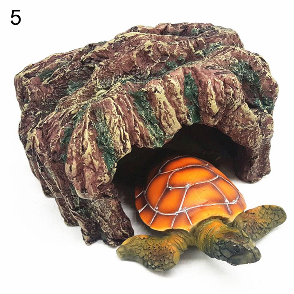 Pet Products Aquarium Decor Cute Pet Turtle Climbing Hill Roof Terrace Floating Island Aquarium Turtle Hide Cave Tree Holes