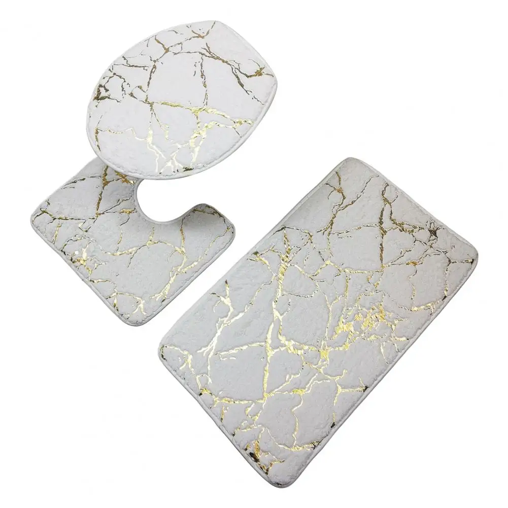 3 Pcs/Set Toilet Carpet Polyester Marble Toilet Lid Cover Bathroom Rug Stripe Printing Anti Slip Shower Rugs Home Accessories: Red