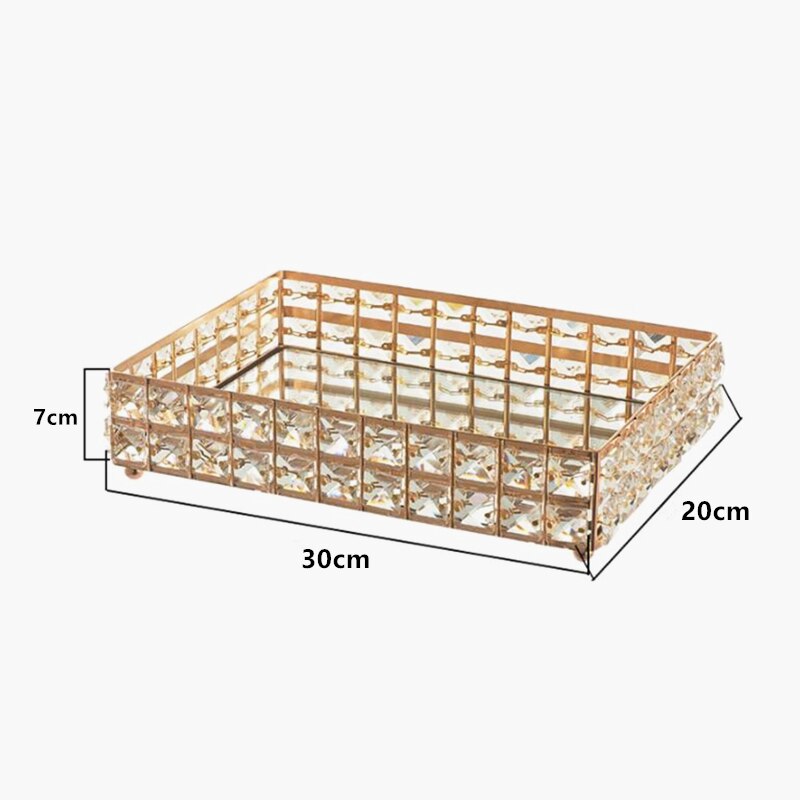 Vierkante Crystal Fruit Lade Bruiloft Desktop Decoratie Dessert Opslag Pallet Snacks Plaat Container: Gold