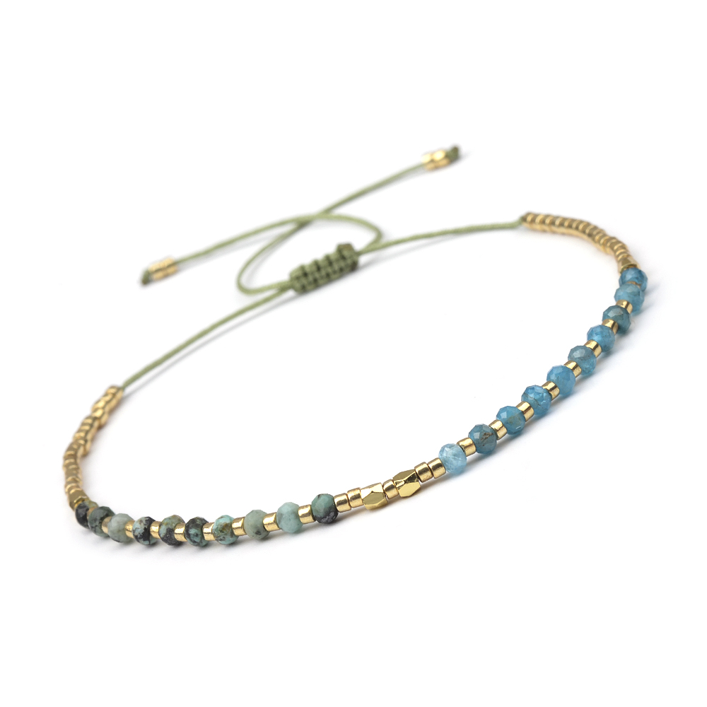 2 x 3mm dobbel steinarmbånd med naturstein og frøperler, justerbare armbånd som passer for menn og kvinner til daglig bruk.: Grønn dragonly