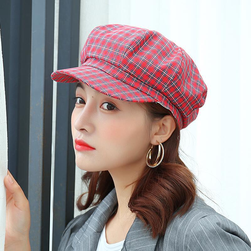 Octagonal Cap for Women Plaid Visors Newsboy Cap Vintage Autumn Winter Berets Ladies Hat: 2