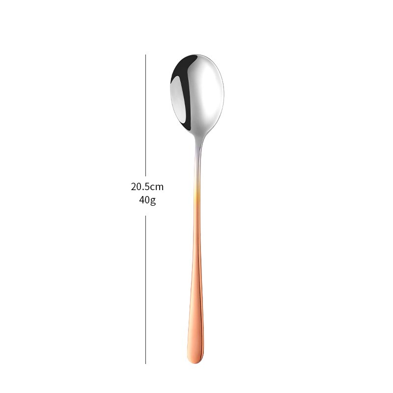 Korean Style Stainless Steel Spoon Long Handle Ice Cream Coffee Dessert Tea Spoon Stirring Spoon Teaspoons Kitchen Tool: new color-B