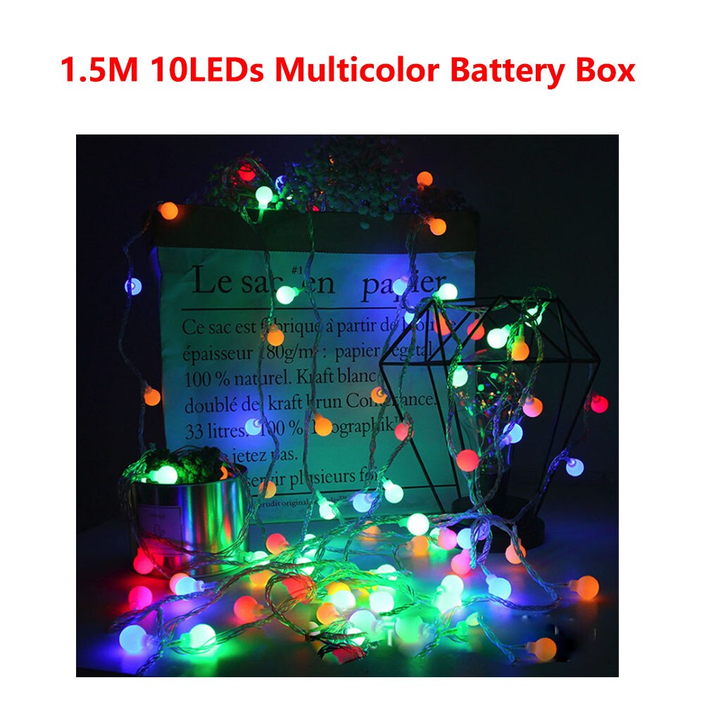 2M 6M 10M Cherry Balls LED Fairy String Lights batteria USB 220V 110V funzionamento matrimonio natale camera all'aperto decorazione ghirlanda: 1.5M Battery Box 2