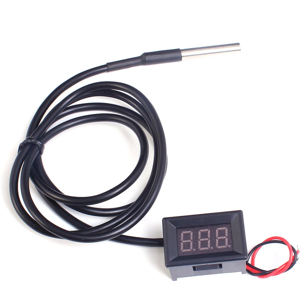 0.36 Inch Red Blue Digital DS18B20 Thermometer Waterproof LED Display Temperature Sensor Meter Tester DC4-28V -55~125 Celsius