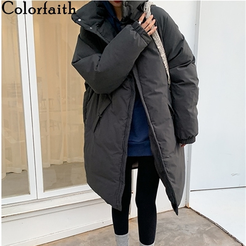 Colorfaith – parka d'hiver et de printemps pour femme, manteau Long surdimensionné de avec poches et col montant, nouveauté , CO850