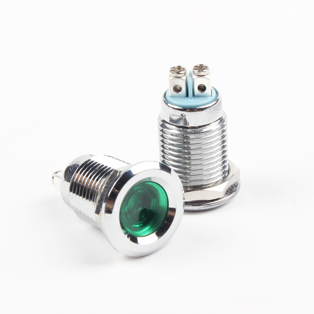 Led metall indikator signal strøm lys 12mm vanntett 6v 12v 24v 220v skrueterminal koble rød gul blå hvit 12 zsd.al