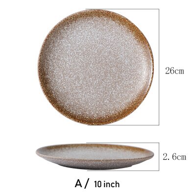 Plato de cerámica Retro , plato de cubiertos Vintage japonés, disco coreano, plato de comedor para el hogar, platos de frutas, vajilla Balck 1249: A 10 inch