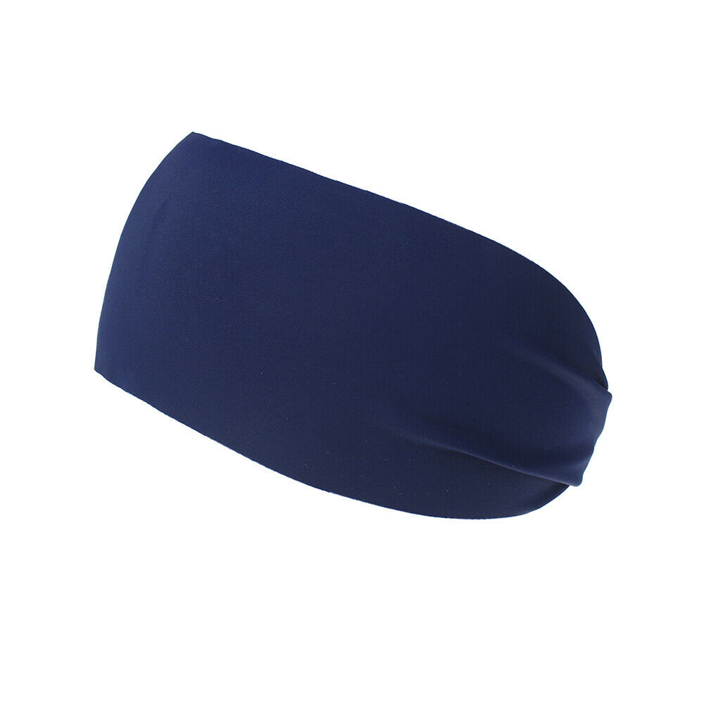 Sport Haarband Elastische Brede Blend Yoga Oefening Vrouwen Mannen Hoofdband Zweetband: Navy Blue