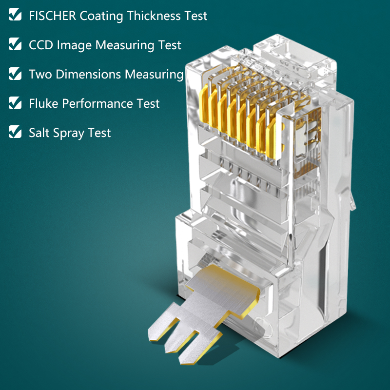 SAMZHE Cat5e RJ45 Modulaire Plug 8P8C Connector voor Ethernet Kabel, Vergulde KAT 5e Gigabit Bulk Ethernet Crimp Connectors