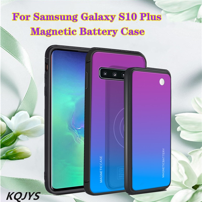 Kqjys Draadloze Power Bank Opladen Cover Voor Samsung Galaxy S10 Plus Batterij Case Magnetische Acculader Gevallen