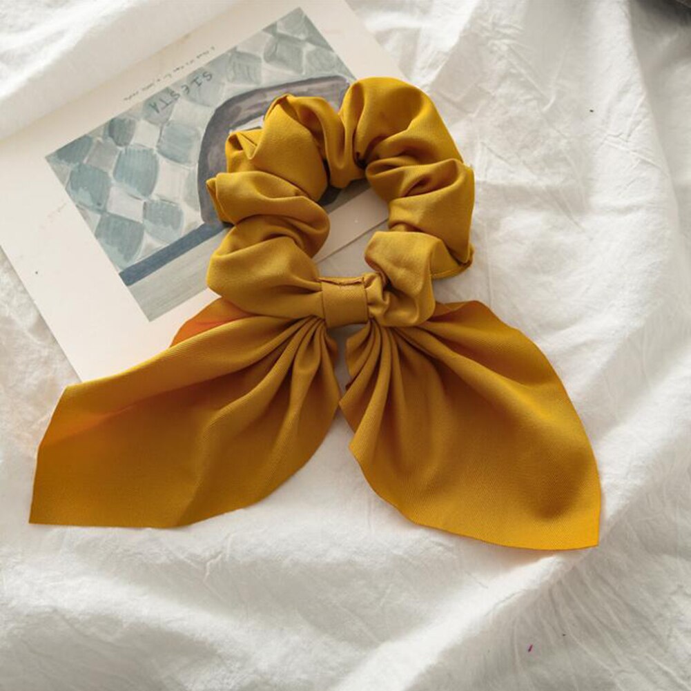 Lazos para el pelo de Color caramelo para mujer, coletero, diadema y lazo, lazos para el pelo para niña, accesorios para el cabello: YELLOW