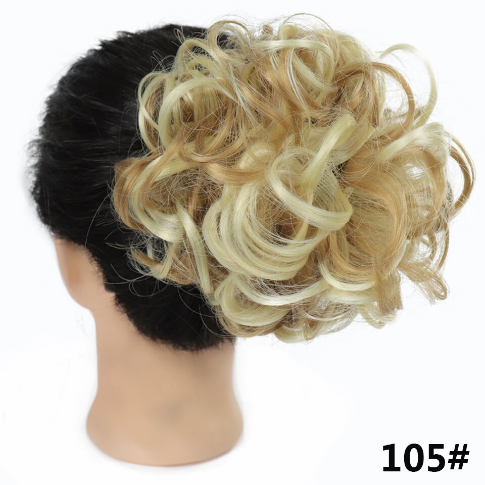 Shangke hår bolle klipp i hårforlengelse til plast kam krøllete hår chignon syntetisk hår rotete chignon til kvinner bryllup: 105