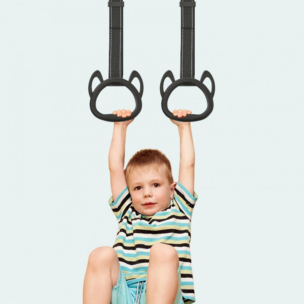 Attrezzi per esercizi con impugnatura antiscivolo anelli per ginnastica per bambini in plastica con cinturini regolabili per bambini