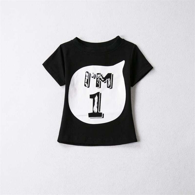 Sommer Mädchen jungen Tops Kid t shirts T Kleidung Baumwolle lustige T Shirts 1st Eine Jahre 2nd Geburtstag Outfits 3 jahr Weiß Tshirt: Black 1